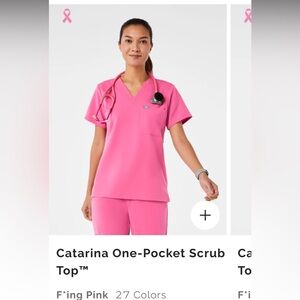 Figs f'ing pink Catarina one pocket scrub top-small